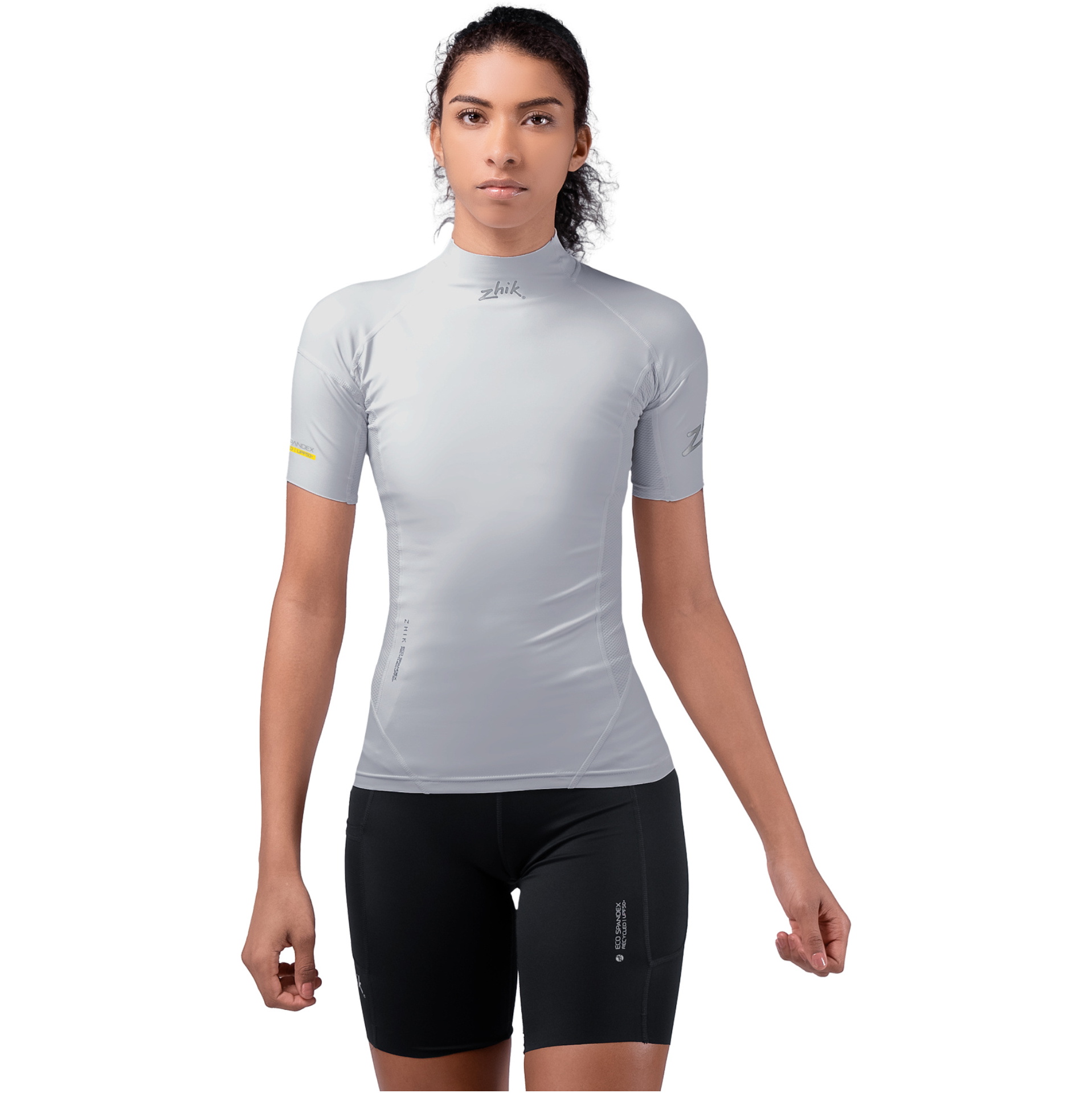 Zhik Frauen Eco Spandex UPF50+ Kurzarm-Oberteil DTP-0067-W-PLT - Platinum
